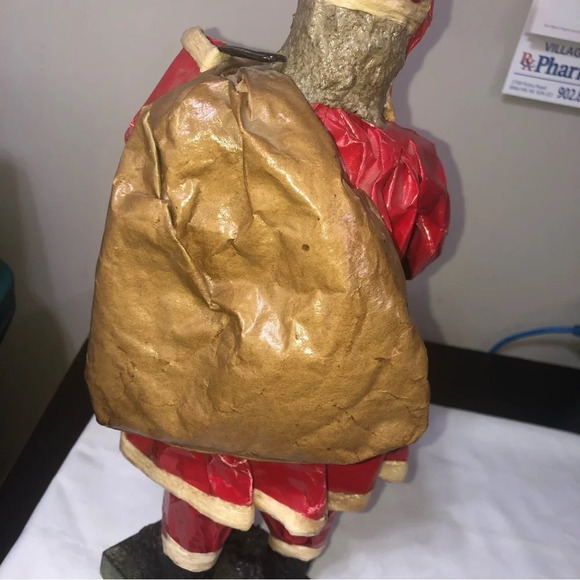 Vintage Paper Mache Santa Sack Bell Wooden Base 14.5” Tall - Picture 8 of 14